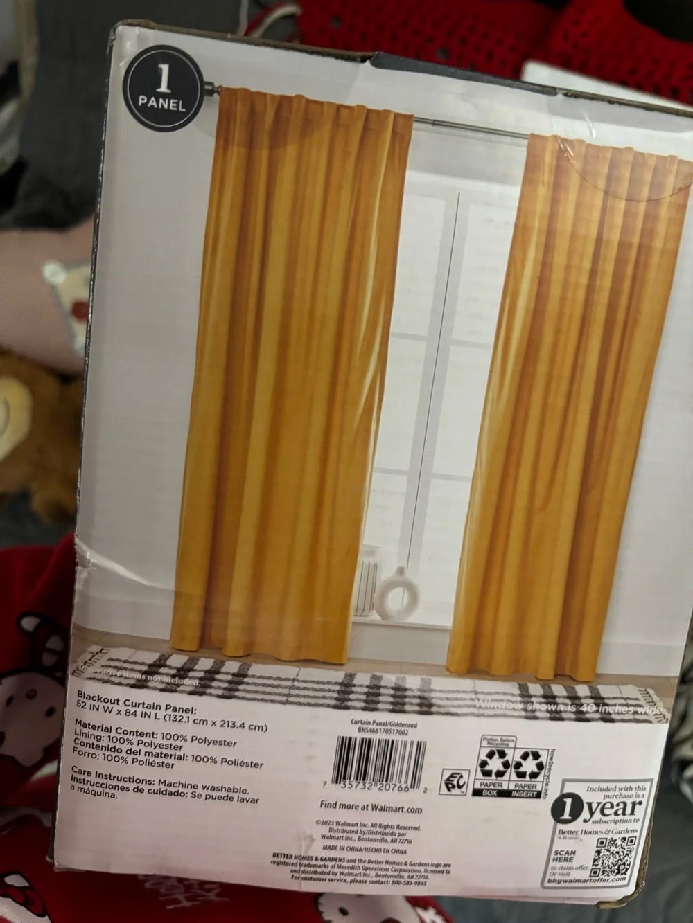 Better homes 84 inches 1 panel golden velvet 100% black out  (NWT)